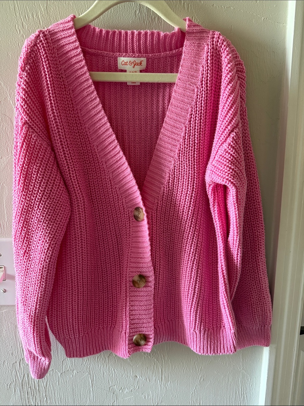 Girls Cat and Jack chunky pink sweater